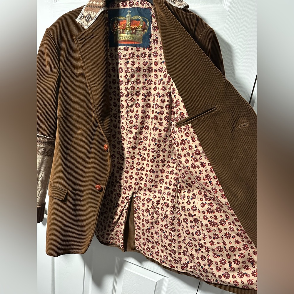 Robert Graham Blazer - Brown Corduroy with Knit Sleeves - Medium - Picture 8 of 10